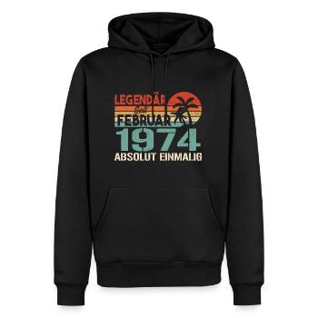 Geburtstagsgeschenk - Jahrgang Februar 1974 - Männer Premium Bio Hoodie - Schwarz - Vorne - Nico (187cm)