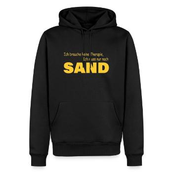 Therapie SAND - Männer Premium Bio Hoodie - Schwarz - Vorne - Nico (187cm)