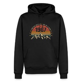 Né en 1967 - Vintage Cadeau D'anniversaire 1967 - Sweat à capuche Premium bio Homme - noir - Devant - Nico (187cm)