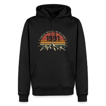 Born in 1991 - Vintage Birthday Gift 1991 - Men’s Premium Organic Hoodie - black - Front - Nico (187cm)