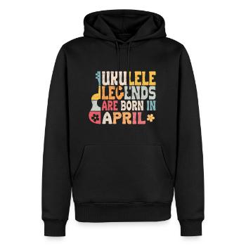 Ukulele Legends are born in April - Männer Premium Bio Hoodie - Schwarz - Vorne - Nico (187cm)