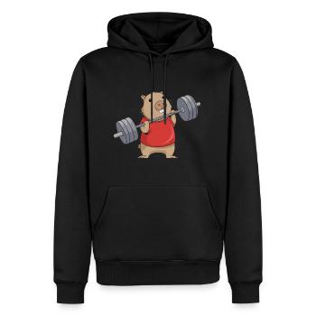Mignon Capybara Haltérophilie Dessin Animé - Sweat à capuche Premium bio Homme - noir - Devant - Nico (187cm)