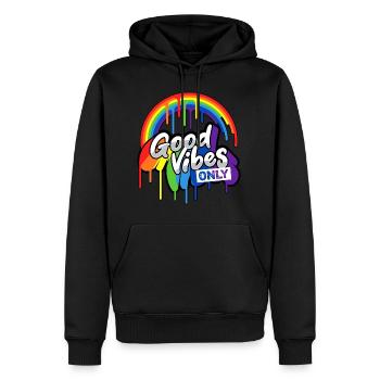 Nur gute Laune - Männer Premium Bio Hoodie - Schwarz - Vorne - Nico (187cm)