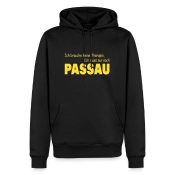 Therapie Passau - Männer Premium Bio Hoodie - Schwarz - Vorne - Nico (187cm)