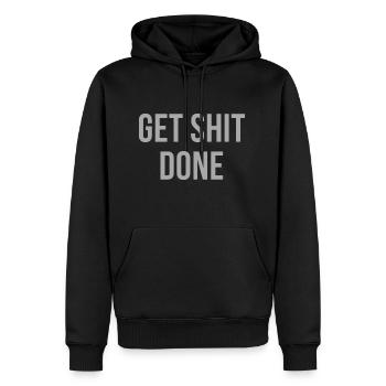 get shit done - Männer Premium Bio Hoodie - Schwarz - Vorne - Nico (187cm)