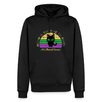 Mardi Gras Cat Meow Is The Time To Party Funny - Men’s Premium Organic Hoodie - black - Front - Nico (187cm)