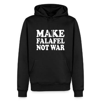 Make falafel not war - Sweat à capuche Premium bio Homme - noir - Devant - Nico (187cm)