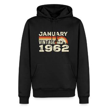 Januar 1962 Jahrgang Geburtstag 1962, Jahrgang 1962 - Männer Premium Bio Hoodie - Schwarz - Vorne - Nico (187cm)