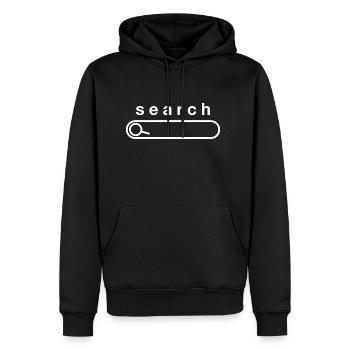Suche mich! - Männer Premium Bio Hoodie - Schwarz - Vorne - Nico (187cm)