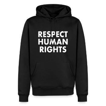 Respect human rights - Männer Premium Bio Hoodie - Schwarz - Vorne - Nico (187cm)