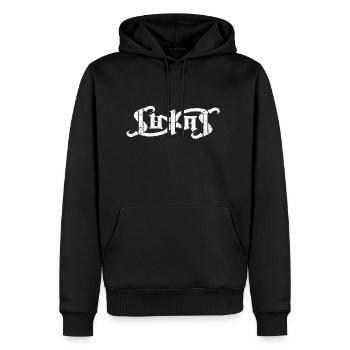LUKAS Name Namenstag Ambigram - Männer Premium Bio Hoodie - Schwarz - Vorne - Nico (187cm)