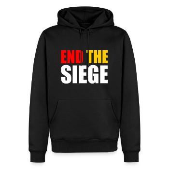 End the siege - Männer Premium Bio Hoodie - Schwarz - Vorne - Nico (187cm)