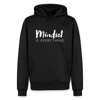 Mindset is everything - Männer Premium Bio Hoodie - Schwarz - Vorne - Nico (187cm)