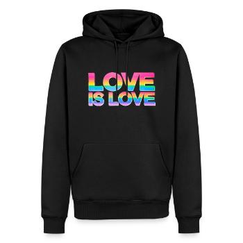 Love Is Love Mois de la Gay Pride LGBT CSD LGBTQ+ - Sweat à capuche Premium bio Homme - noir - Devant - Nico (187cm)