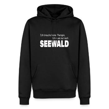 Therapie SEEWALD - Männer Premium Bio Hoodie - Schwarz - Vorne - Nico (187cm)