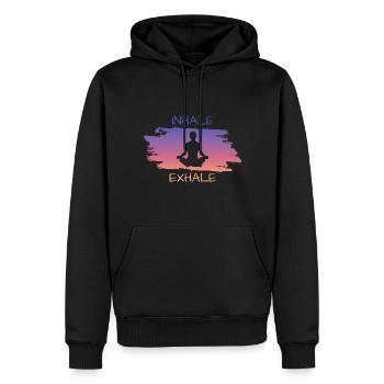Inhale Exhale Namaste - Männer Premium Bio Hoodie - Schwarz - Vorne - Nico (187cm)