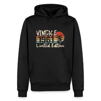 Vintage 1961 Millésime 1961 Cadeau D'anniversaire - Sweat à capuche Premium bio Homme - noir - Devant - Nico (187cm)