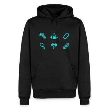 Klettern Symbole Bouldern Bergsteiger Kletterer - Männer Premium Bio Hoodie - Schwarz - Vorne - Nico (187cm)