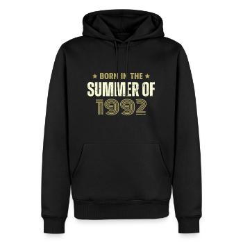 Jahrgang 1992 Jahrgang 1992 Geburtstagsgeschenk - Männer Premium Bio Hoodie - Schwarz - Vorne - Nico (187cm)