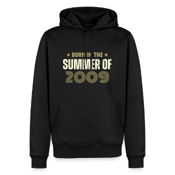Jahrgang 2009 Vintage Geburtstagsgeschenk 2009 - Männer Premium Bio Hoodie - Schwarz - Vorne - Nico (187cm)