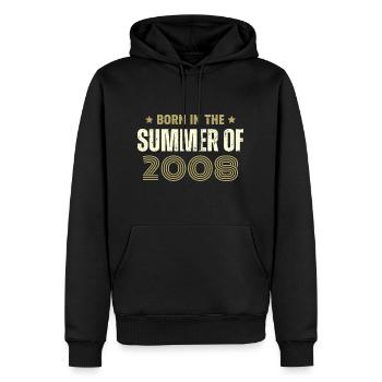 Jahrgang 2008 Vintage Geburtstagsgeschenk 2008 - Männer Premium Bio Hoodie - Schwarz - Vorne - Nico (187cm)