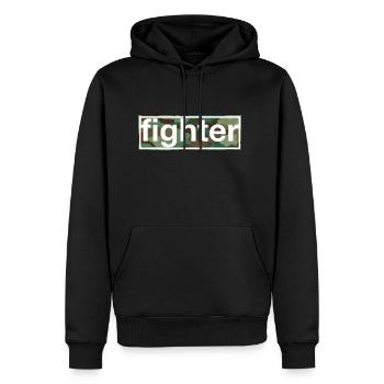 Kämpfer - Männer Premium Bio Hoodie - Schwarz - Vorne - Nico (187cm)