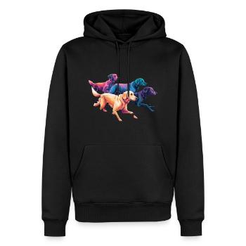 Bunte Hunde - Hunde Gruppe - Männer Premium Bio Hoodie - Schwarz - Vorne - Nico (187cm)