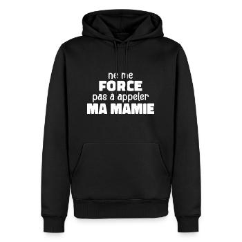 Zwinge mich nicht, meine Oma anzurufen - Männer Premium Bio Hoodie - Schwarz - Vorne - Nico (187cm)