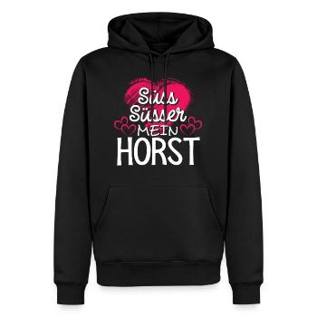 HORST - süss - Männer Premium Bio Hoodie - Schwarz - Vorne - Nico (187cm)