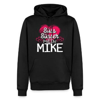 MIKE - süss - Männer Premium Bio Hoodie - Schwarz - Vorne - Nico (187cm)