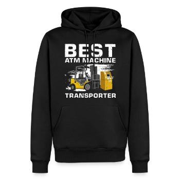 Warehouse drivers and warehouse workers for forklifts - Men’s Premium Organic Hoodie - black - Front - Nico (187cm)