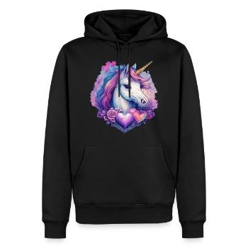 Unicorn Head - Men’s Premium Organic Hoodie - black - Front - Nico (187cm)