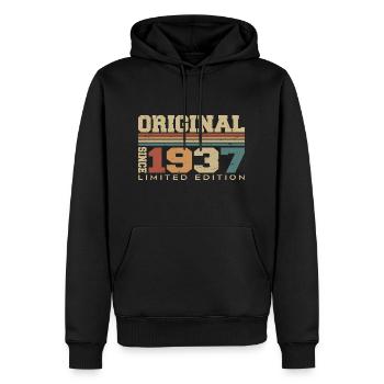 Original 1937 Rétro Cadeau 87 e Anniversaire 1937 - Sweat à capuche Premium bio Homme - noir - Devant - Nico (187cm)