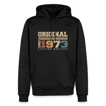 Original 1973 Rétro Cadeau 51e Anniversaire 1973 - Sweat à capuche Premium bio Homme - noir - Devant - Nico (187cm)