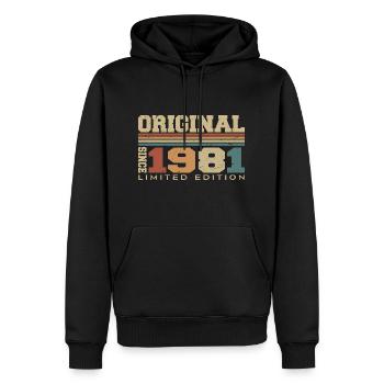 Original 1981 Rétro Cadeau 43e Anniversaire 1981 - Sweat à capuche Premium bio Homme - noir - Devant - Nico (187cm)