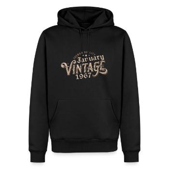 January 1967 | 1967 January Vintage Birthday - Men’s Premium Organic Hoodie - black - Front - Nico (187cm)