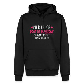 Meilleure prof de physique imitée jamais égalée - Sweat à capuche Premium bio Homme - noir - Devant - Nico (187cm)