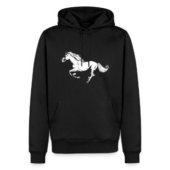 Pferd - Männer Premium Bio Hoodie - Schwarz - Vorne - Nico (187cm)