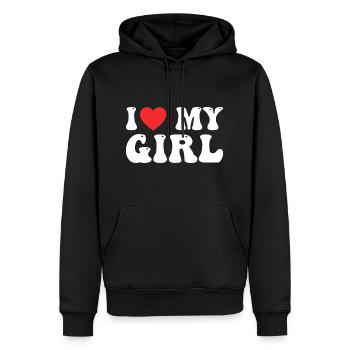 Ich liebe mein Mädchen - Männer Premium Bio Hoodie - Schwarz - Vorne - Nico (187cm)
