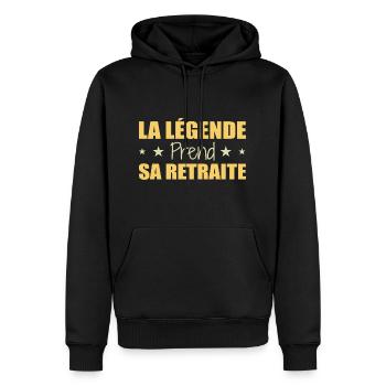 La légende prend sa retraite pension retraité - Sweat à capuche Premium bio Homme - noir - Devant - Nico (187cm)
