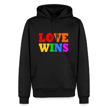 Love wins - Sweat à capuche Premium bio Homme - noir - Devant - Nico (187cm)