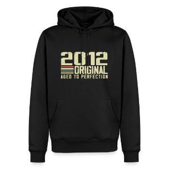 Born in 2012 - Vintage 2012 - 12th Anniversary Retro - Men’s Premium Organic Hoodie - black - Front - Nico (187cm)