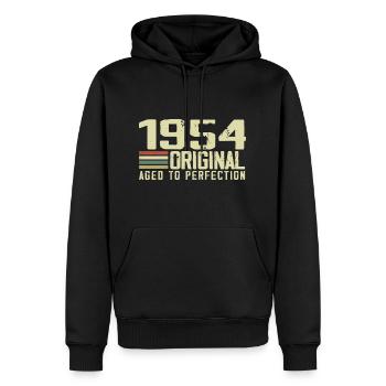 Né en 1954 - Vintage 1954 - 70e Anniversaire Rétro - Sweat à capuche Premium bio Homme - noir - Devant - Nico (187cm)