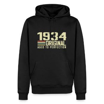 Né en 1934 - Vintage 1934 - 90e Anniversaire Rétro - Sweat à capuche Premium bio Homme - noir - Devant - Nico (187cm)