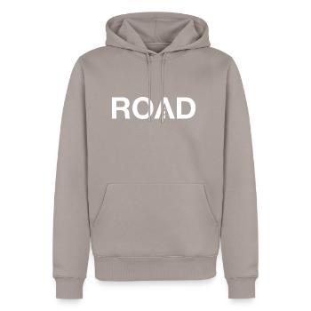 Straßen Logo - Männer Premium Bio Hoodie - Taupe - Vorne - Nico (187cm)