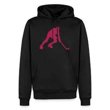 rink hockey silhouette joueur 1 - Sweat à capuche Premium bio Homme - noir - Devant - Nico (187cm)