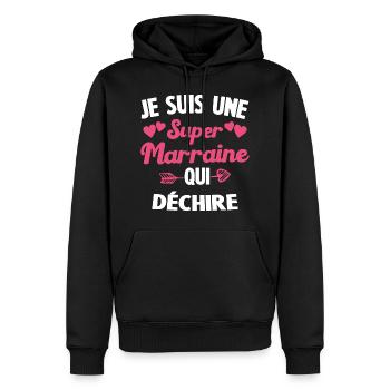 Je suis une Super Marraine qui Dechire - Sweat à capuche Premium bio Homme - noir - Devant - Nico (187cm)