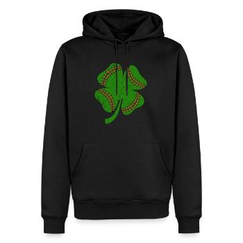 Baseball St Patricks Day, trèfle feuille, trèfle - Sweat à capuche Premium bio Homme - noir - Devant - Nico (187cm)