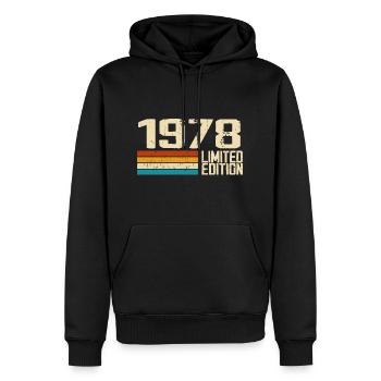 Né en 1978 - Vintage 1978 Anniversaire Rétro - Sweat à capuche Premium bio Homme - noir - Devant - Nico (187cm)
