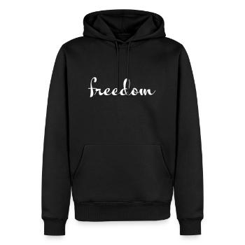 freedom - Männer Premium Bio Hoodie - Schwarz - Vorne - Nico (187cm)